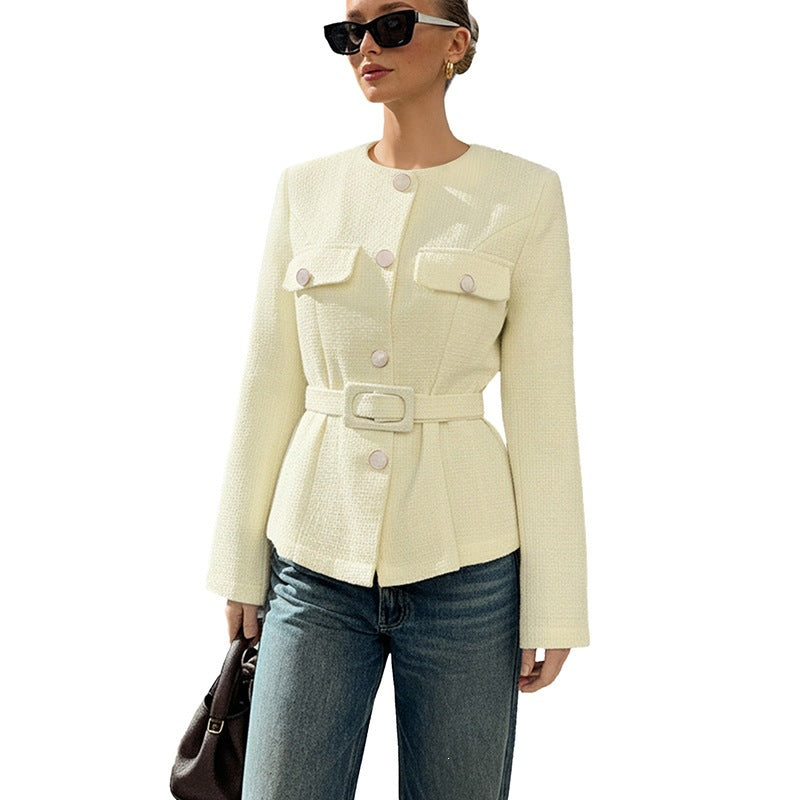 Bérénice Belted Faux Suede Blazer