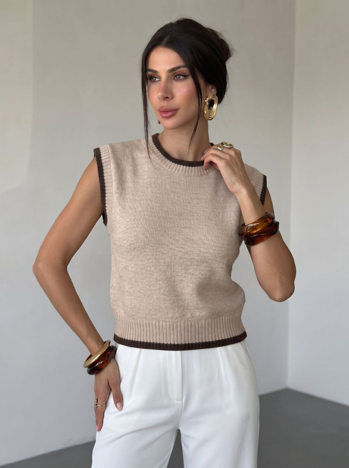 Louise Colour-Block Knit Vest