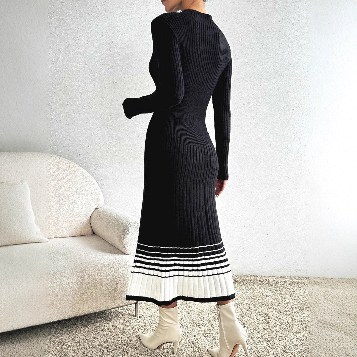 Manon Striped-Hem Ribbed Knit Dress