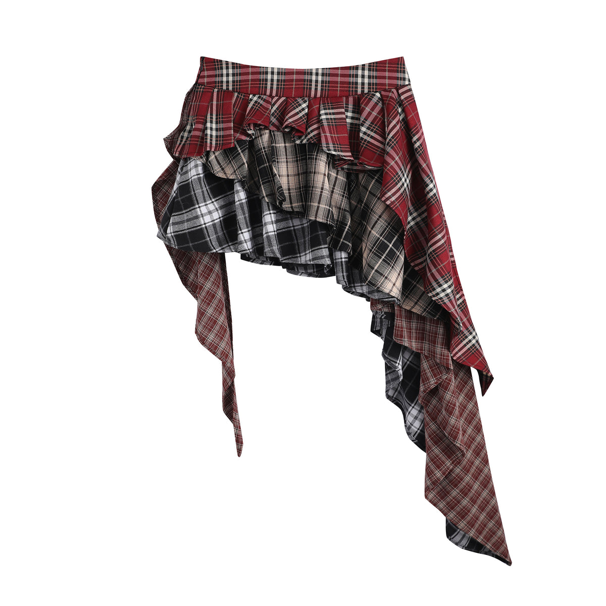Sabine Plaid Asymmetric Mini Skirt