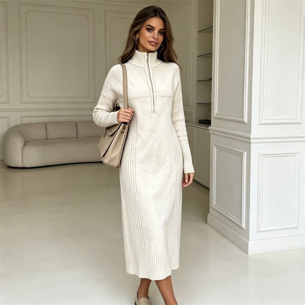 Clarisse Half-Zip Knit Midi Dress