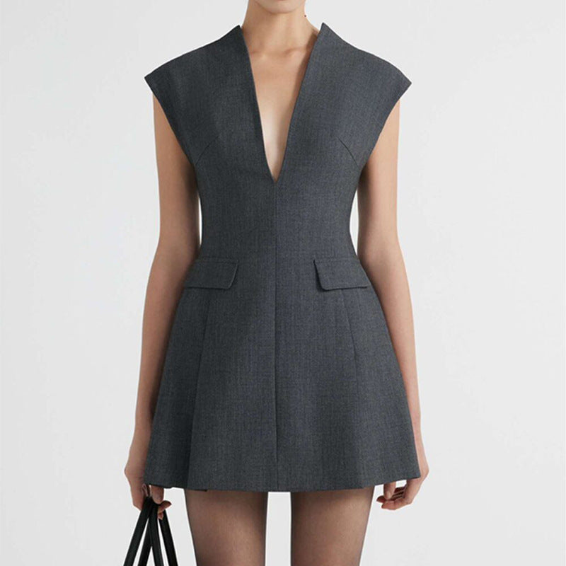 Chloé V-Neck Bubble-Hem Mini Dress