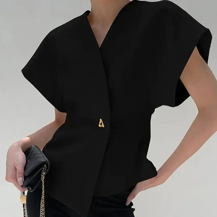 Fleur Metal-Detail V-Neck Sleeveless Top