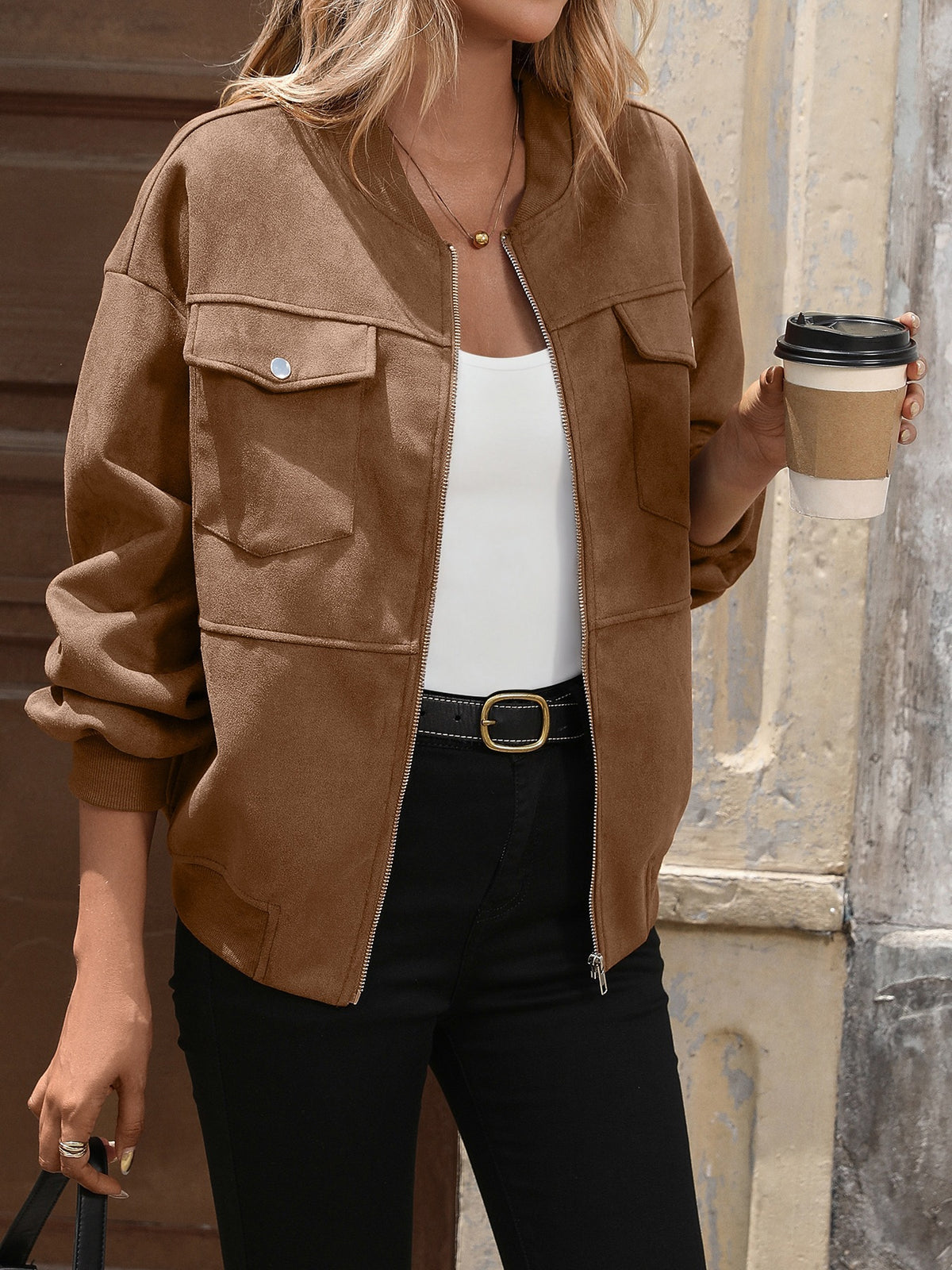 Albane Corduroy Baseball-Collar Jacket