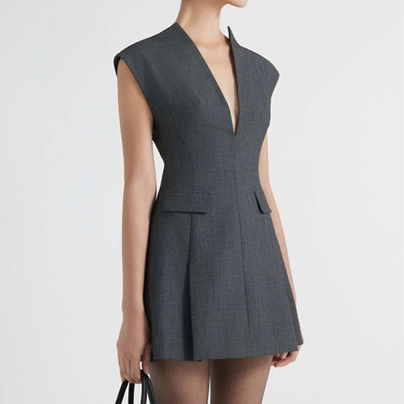 Chloé V-Neck Bubble-Hem Mini Dress