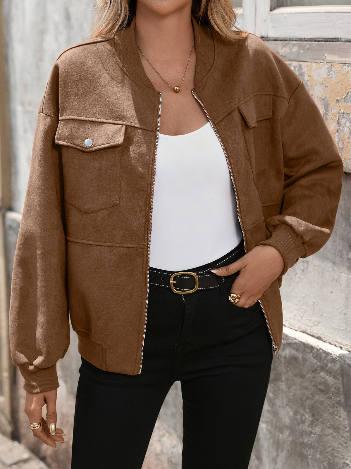Albane Corduroy Baseball-Collar Jacket