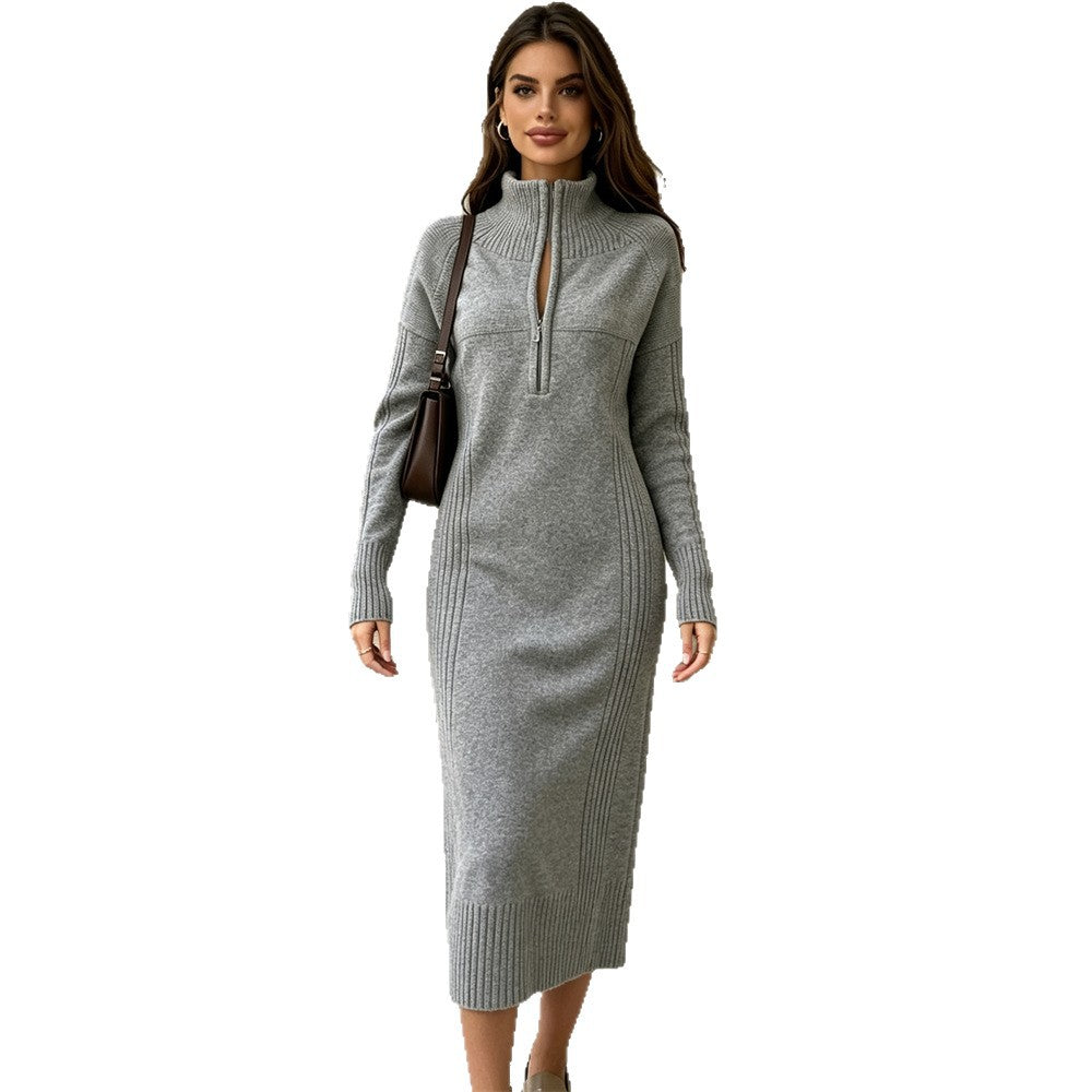 Clarisse Half-Zip Knit Midi Dress
