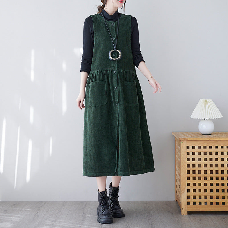Colette Corduroy Pinafore Maxi Dress