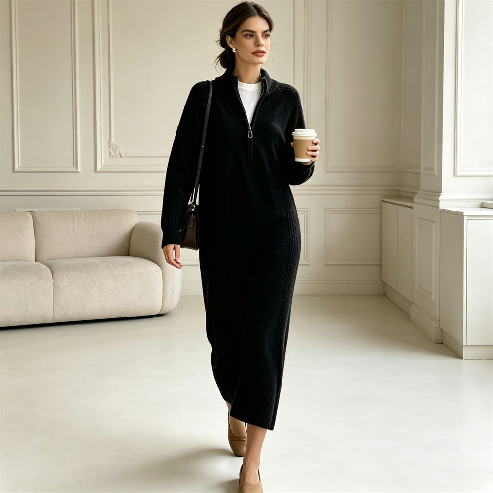 Clarisse Half-Zip Knit Midi Dress