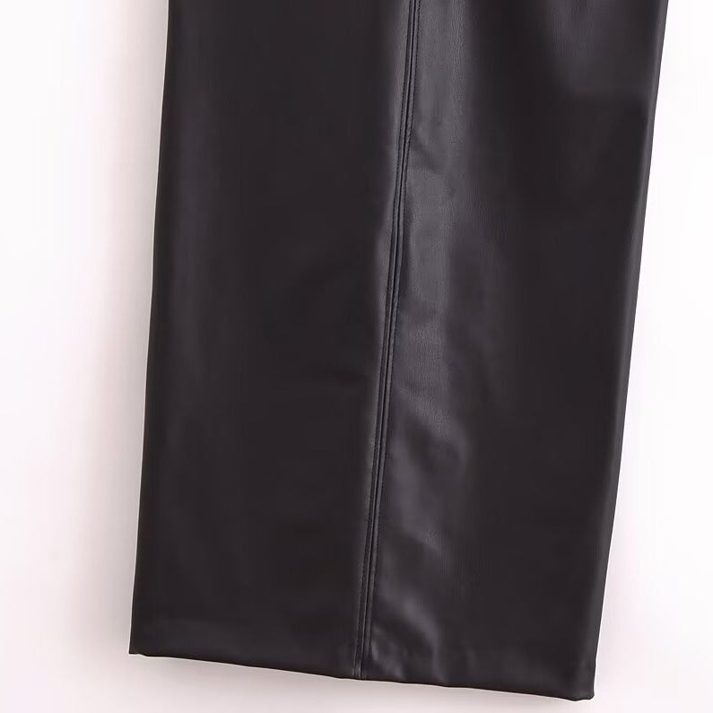Anaïs Asymmetric Faux Leather Midi Dress