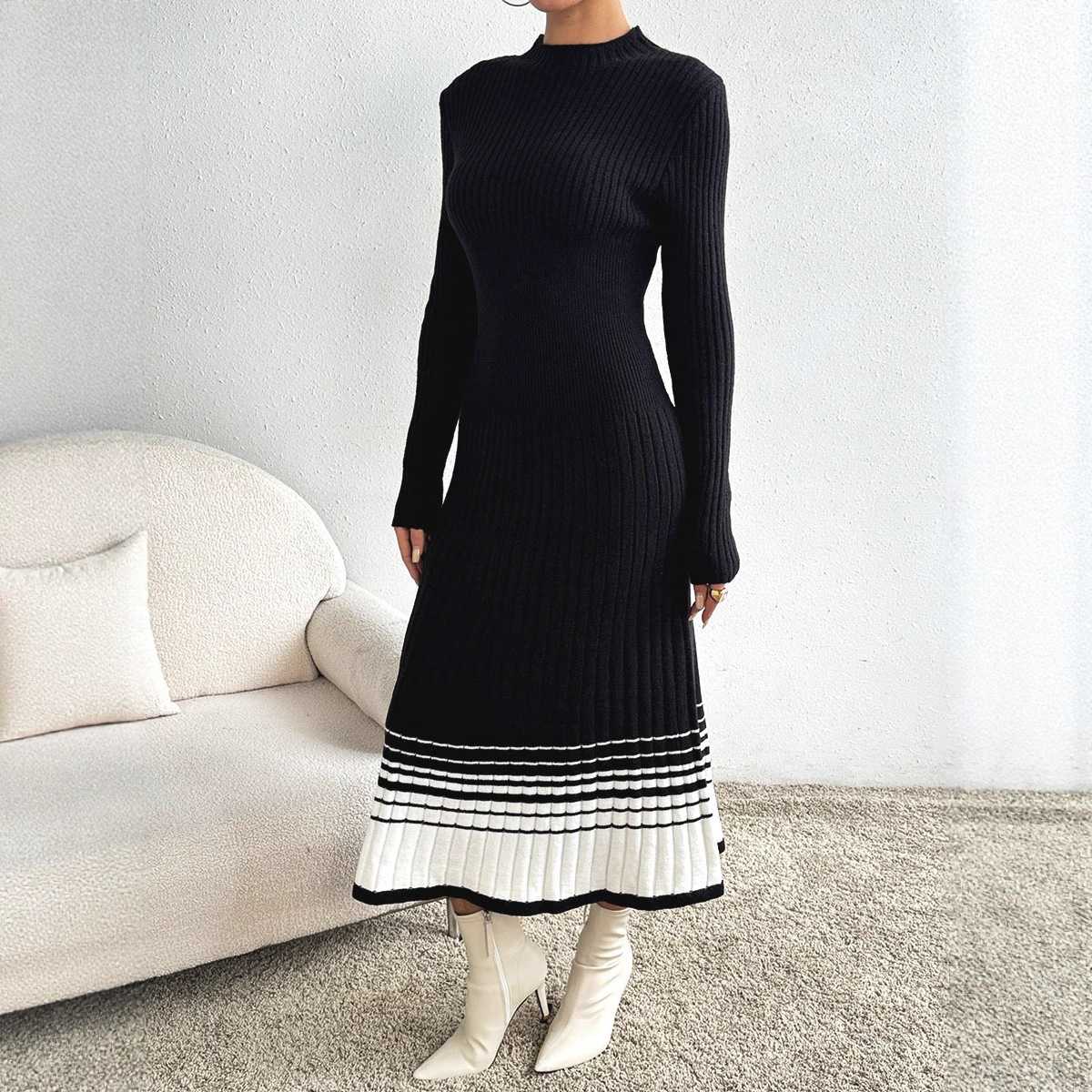 Manon Striped-Hem Ribbed Knit Dress – view 3