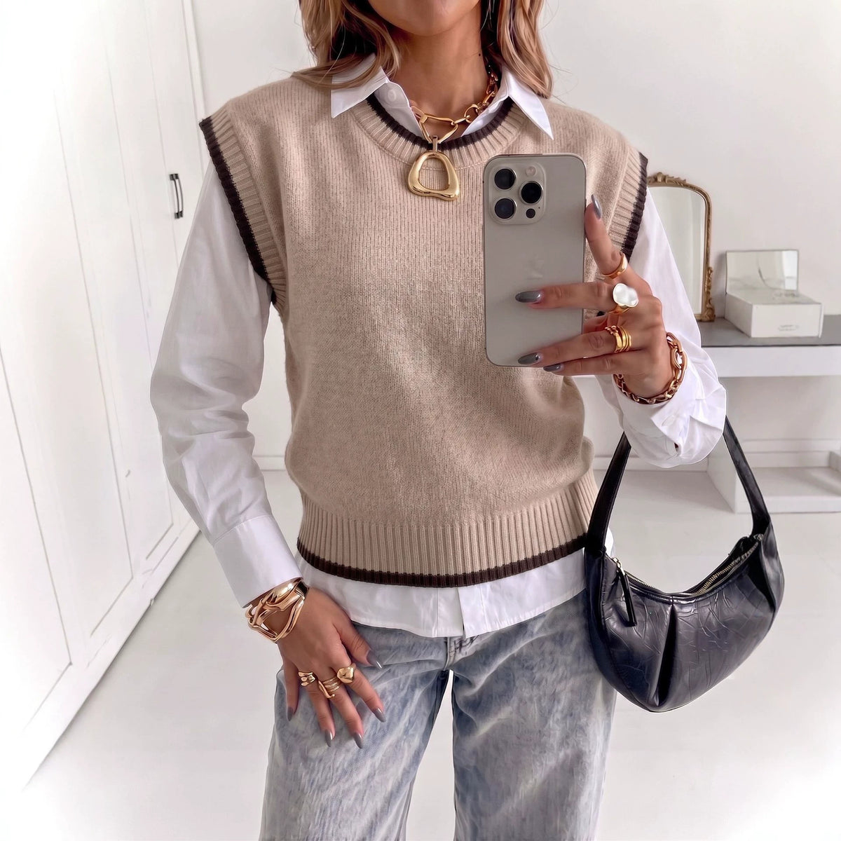 Louise Colour-Block Knit Vest