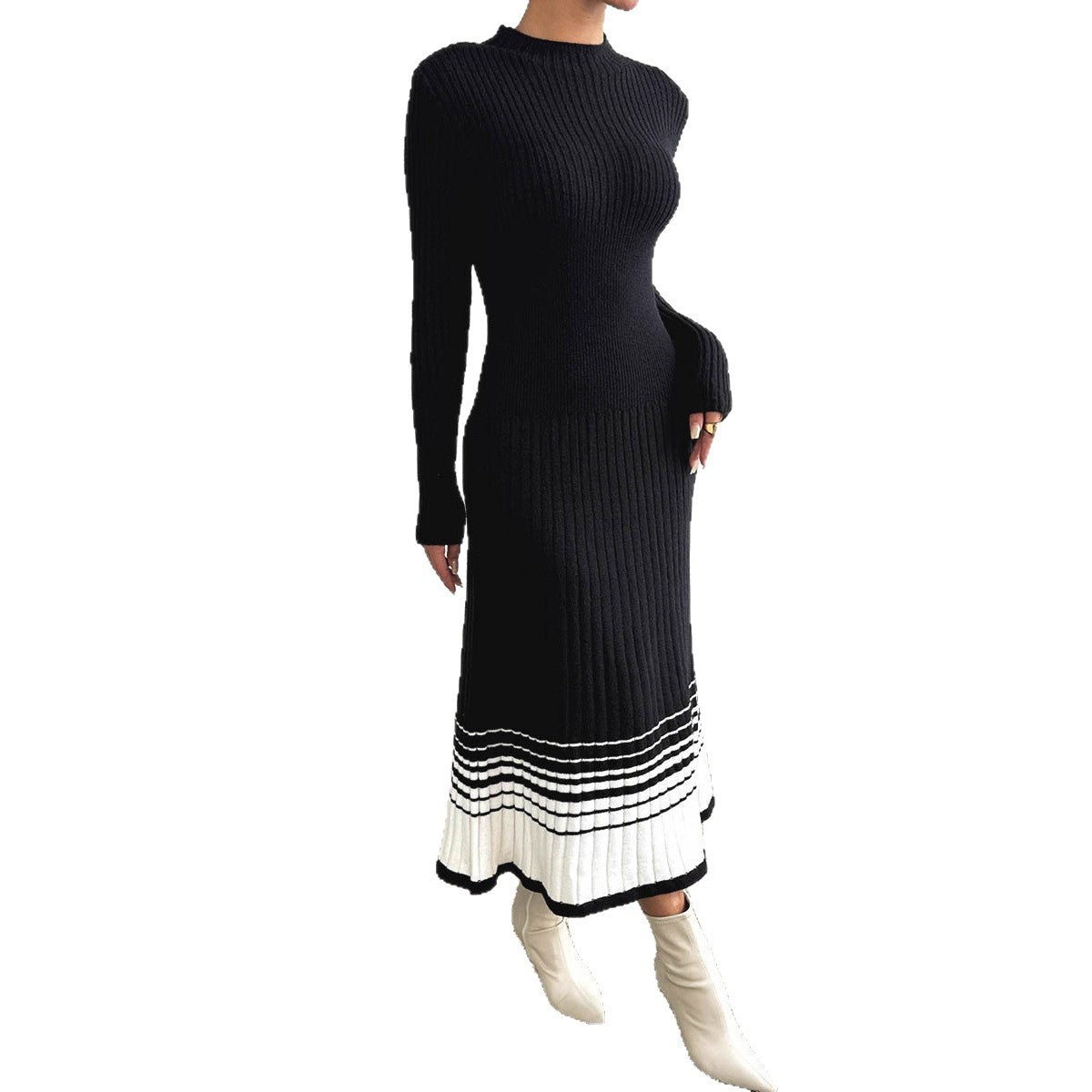 Manon Striped-Hem Ribbed Knit Dress