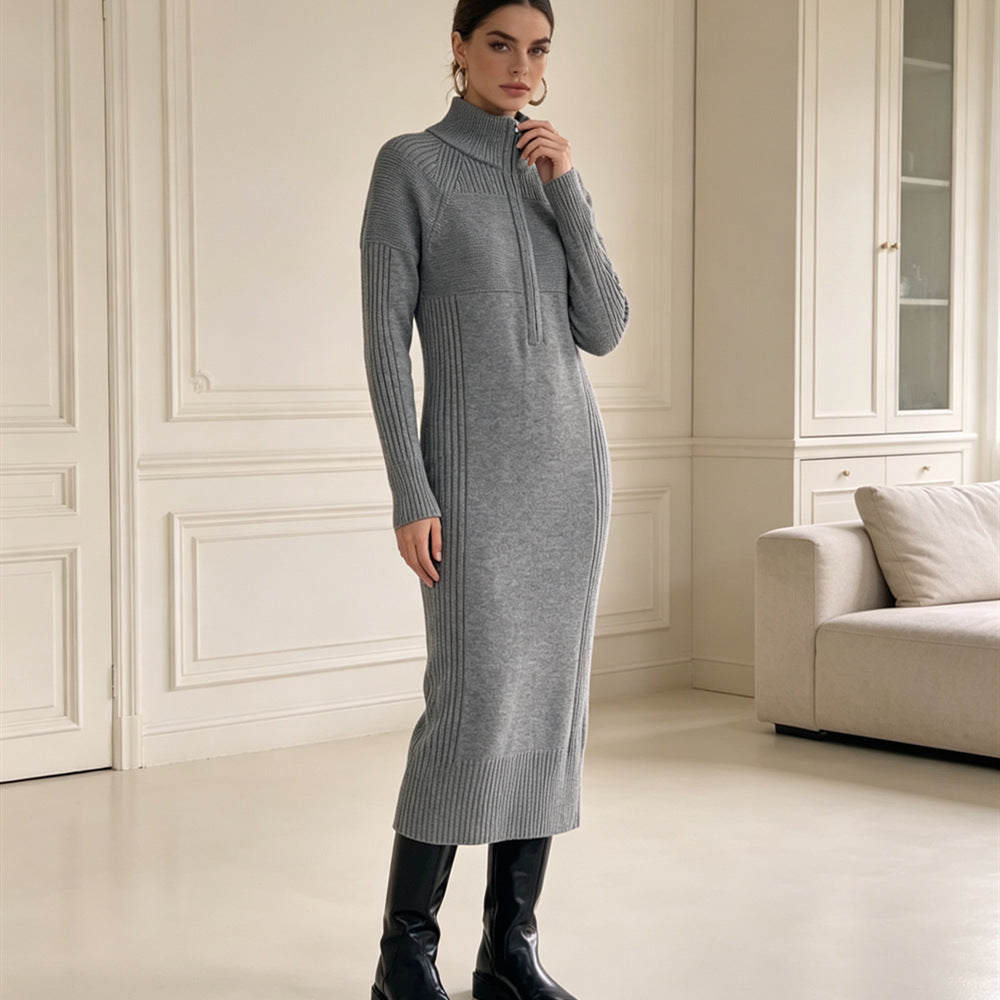 Clarisse Half-Zip Knit Midi Dress
