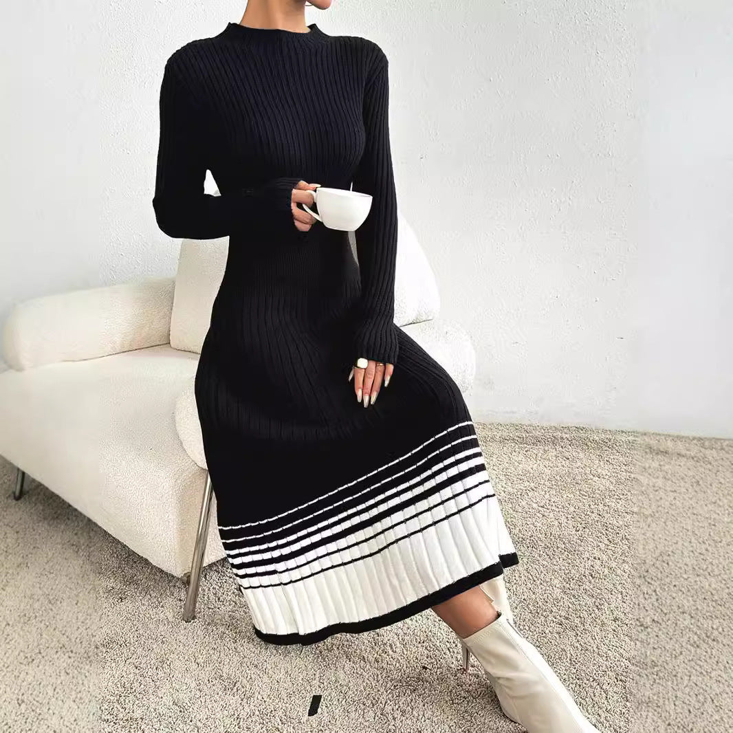 Manon Striped-Hem Ribbed Knit Dress