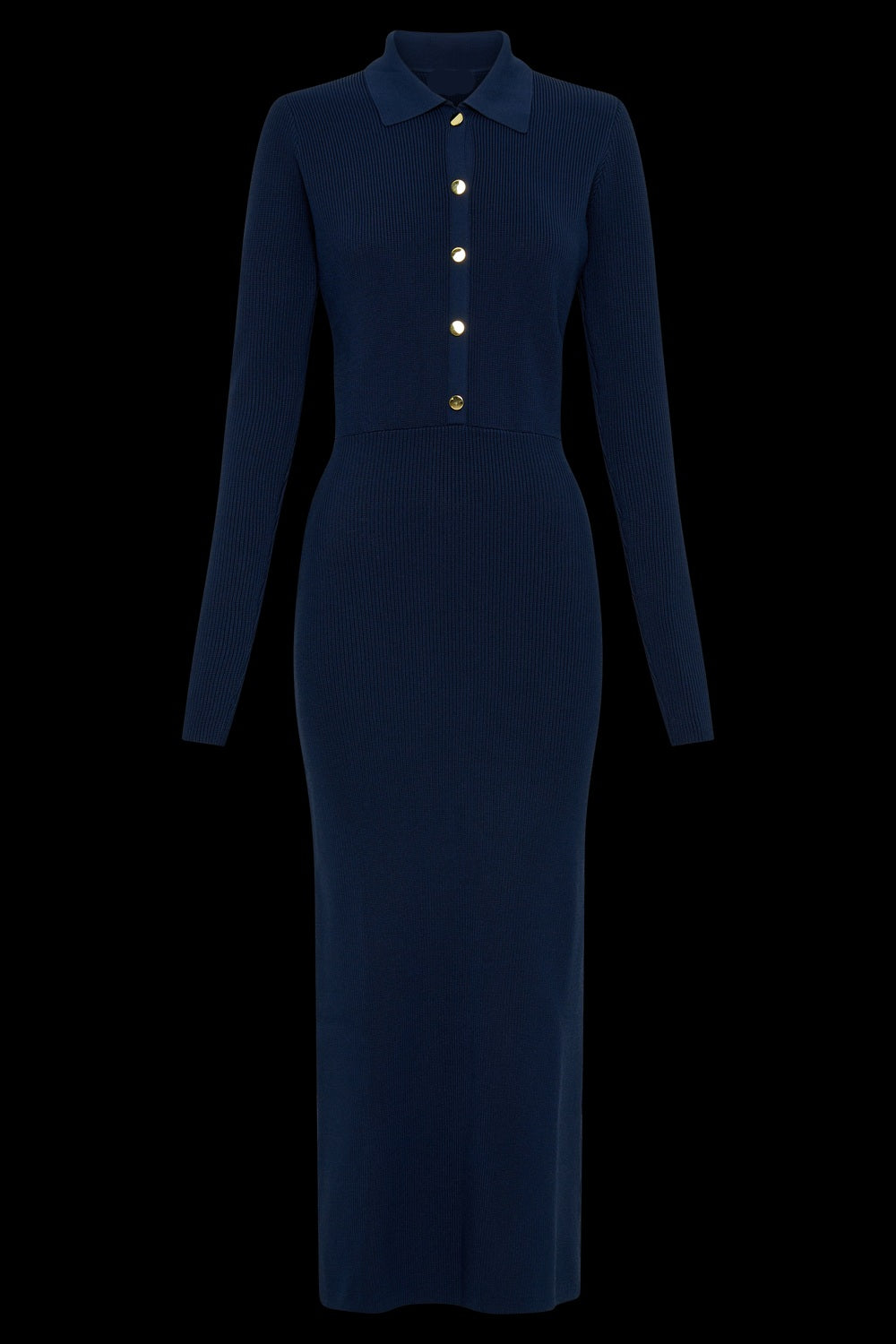 Élise Polo-Collar Knit Sheath Dress