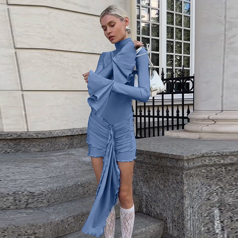 Odette Mock-Neck Midi Dress