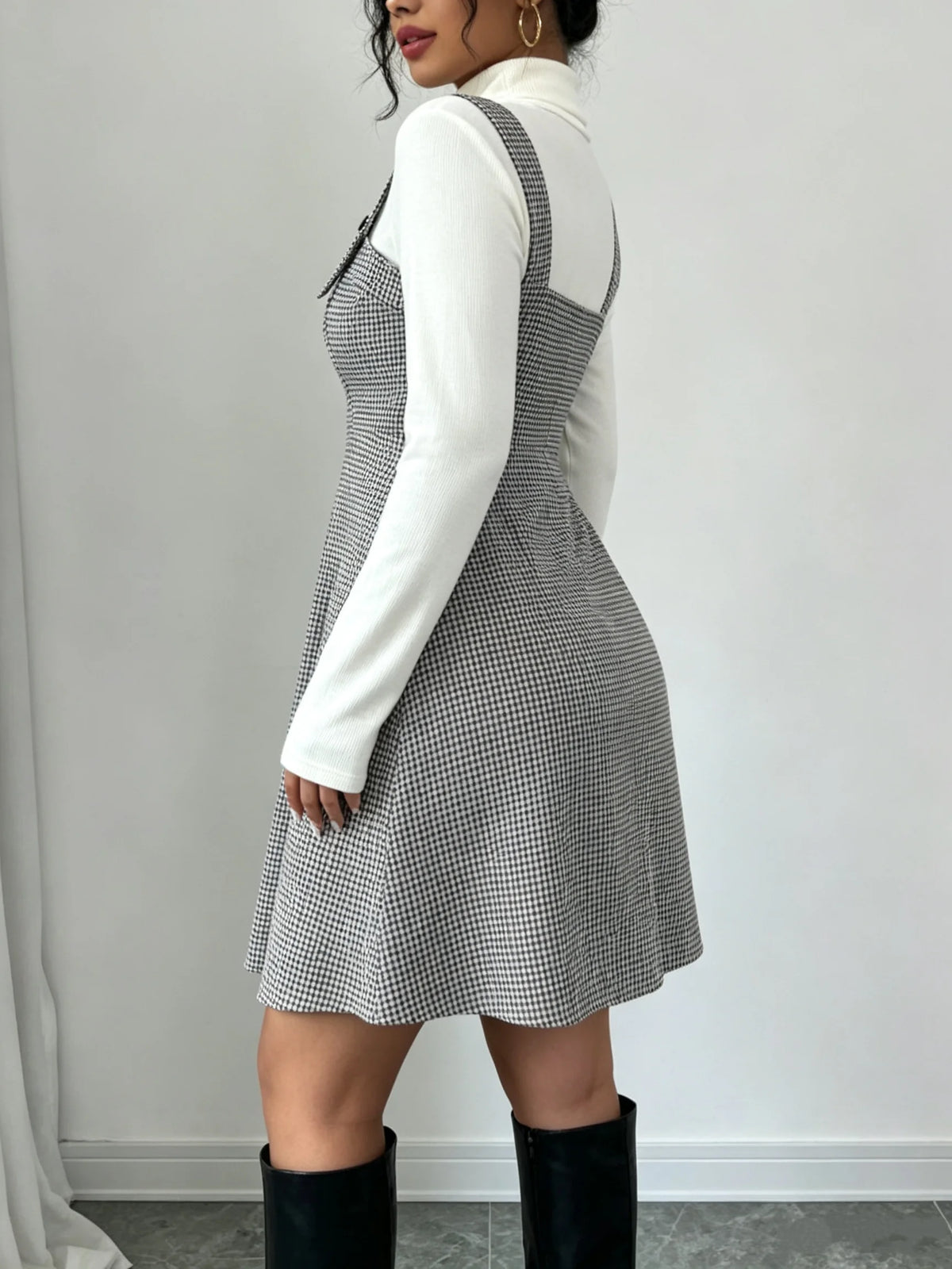 Pauline Houndstooth Pinafore Dress