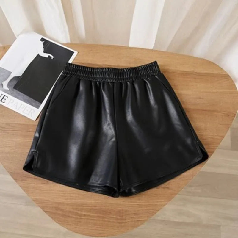 Maëlle Faux Leather High-Waist Shorts
