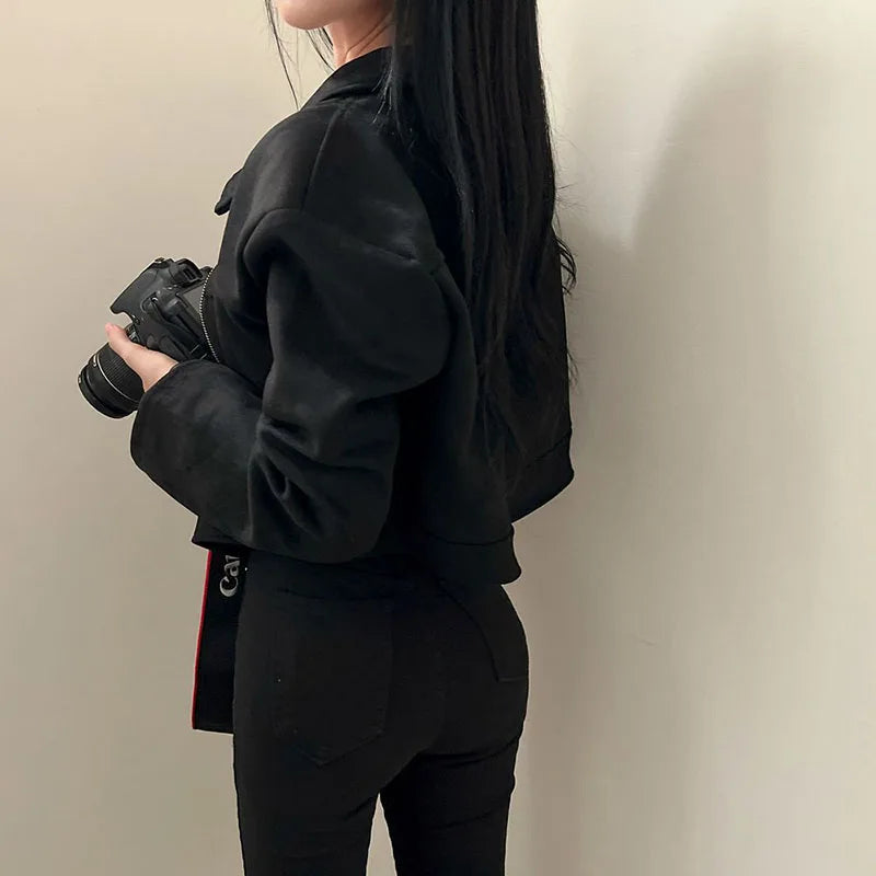 Coralie Cropped Biker Jacket