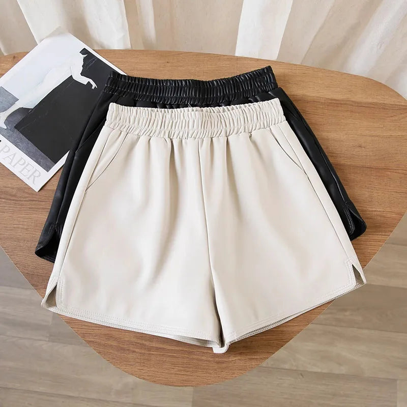 Maëlle Faux Leather High-Waist Shorts