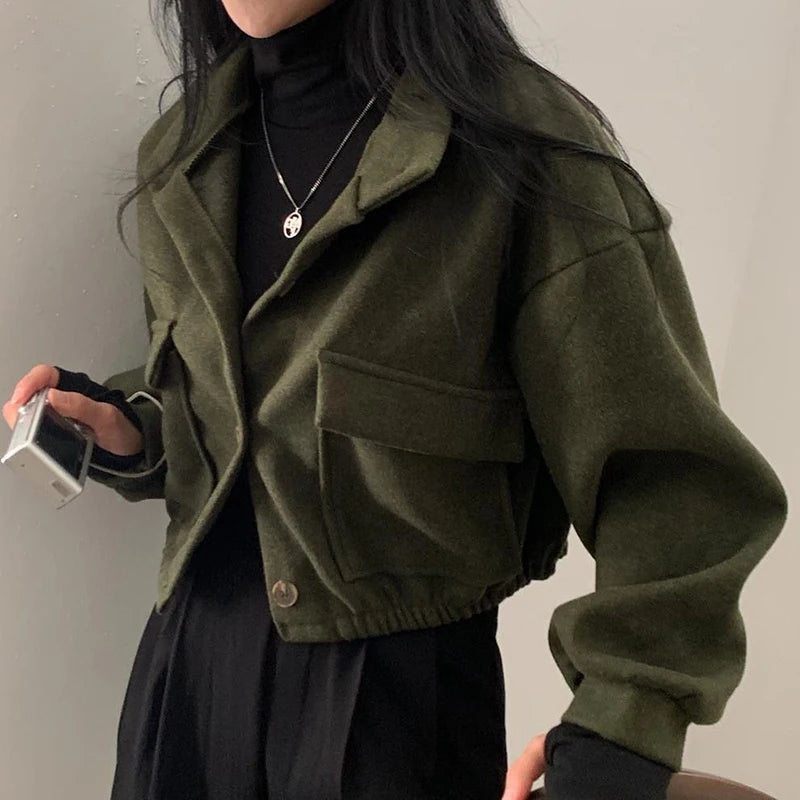 Estelle Stand-Collar Cropped Jacket