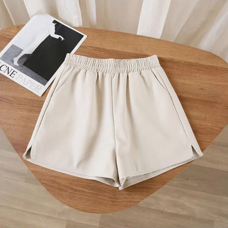 Maëlle Faux Leather High-Waist Shorts