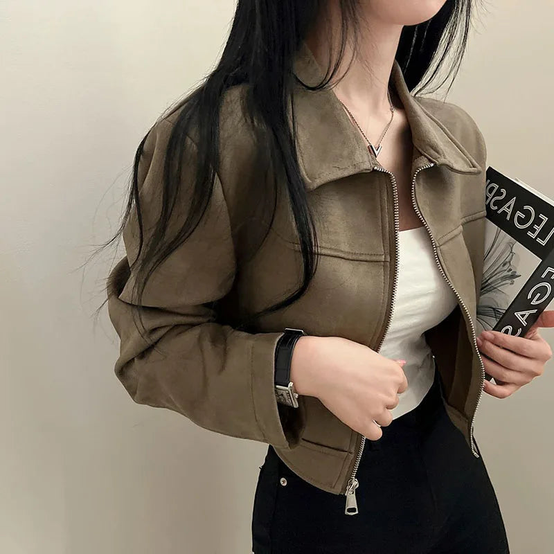 Coralie Cropped Biker Jacket