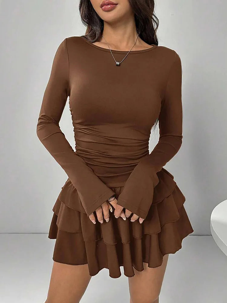 Rosalie Ruffle-Tier Flare-Sleeve Dress