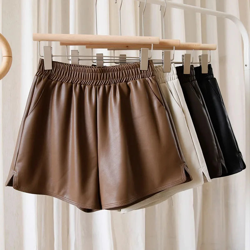 Maëlle Faux Leather High-Waist Shorts