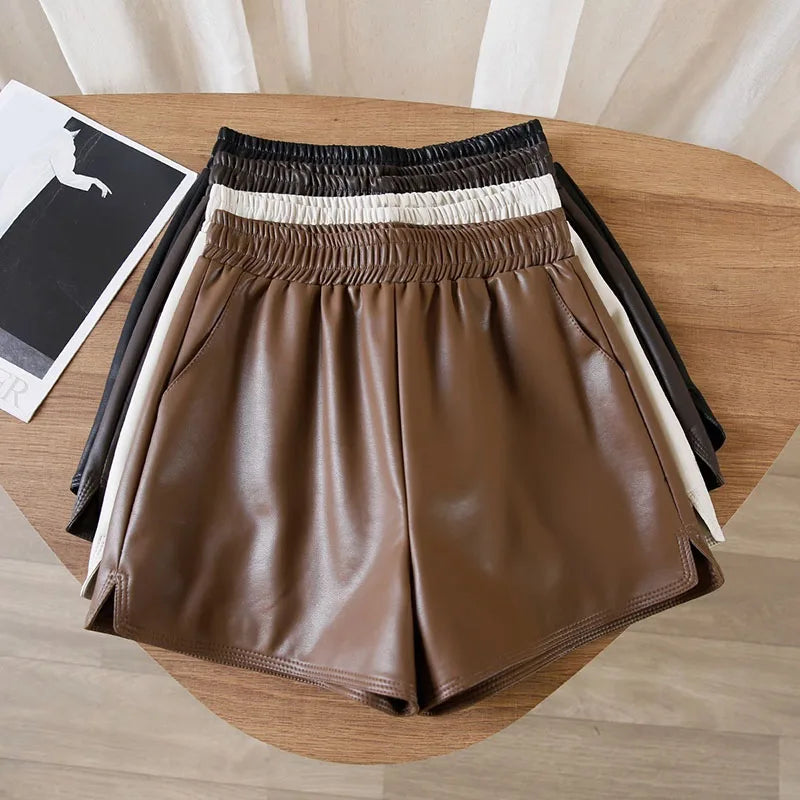 Maëlle Faux Leather High-Waist Shorts