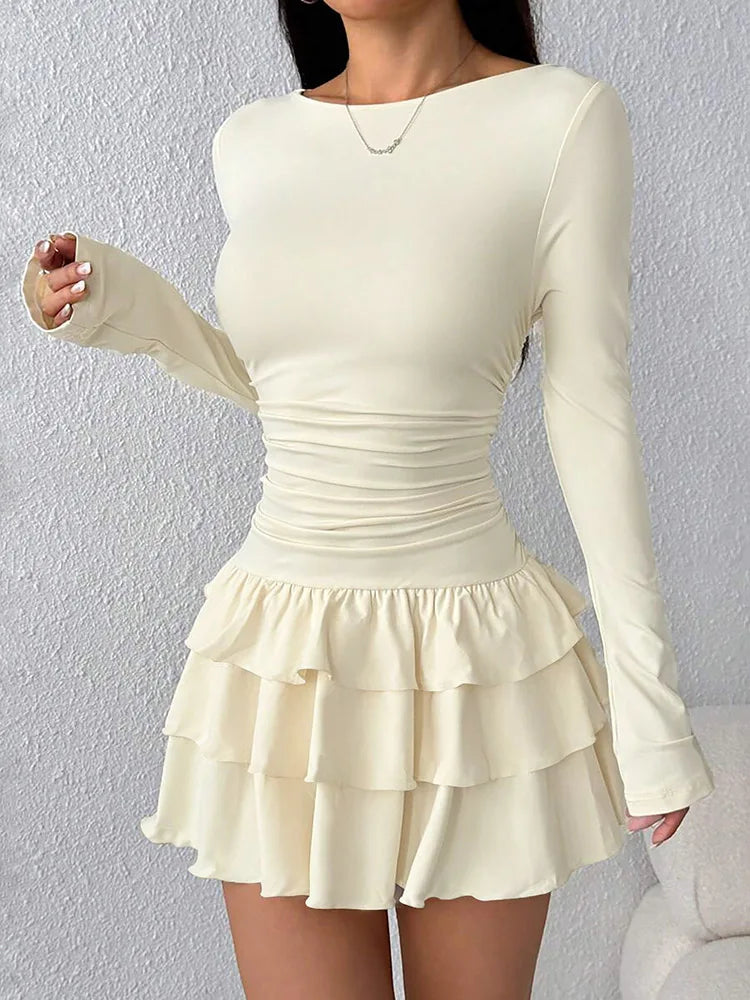 Rosalie Ruffle-Tier Flare-Sleeve Dress