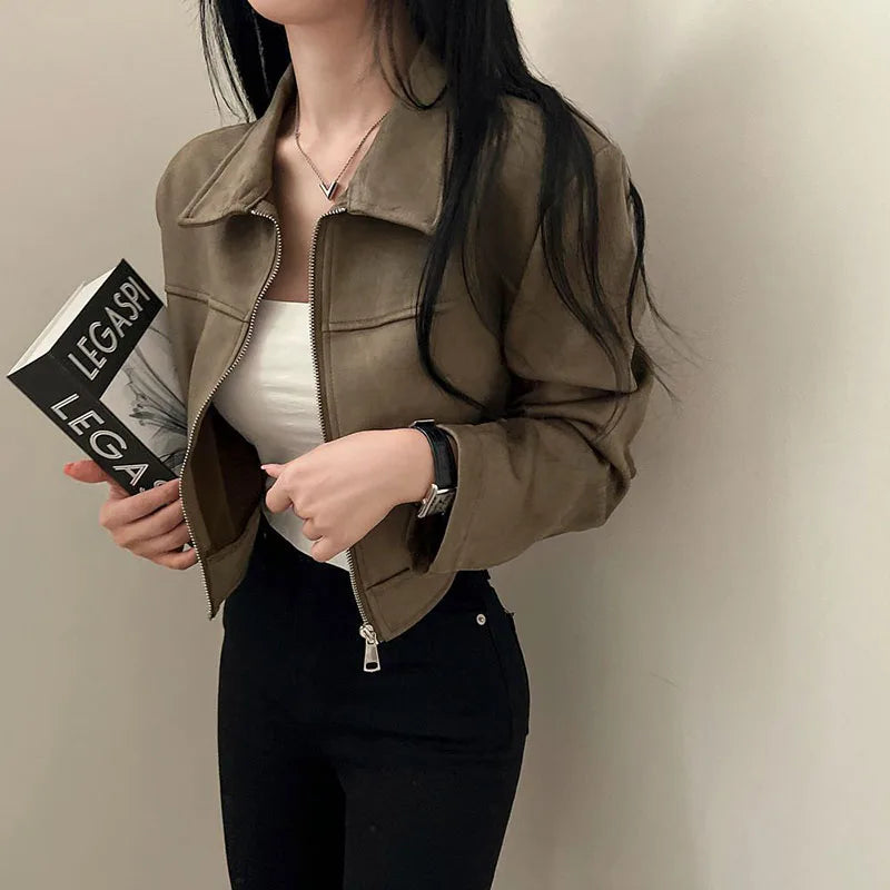 Coralie Cropped Biker Jacket