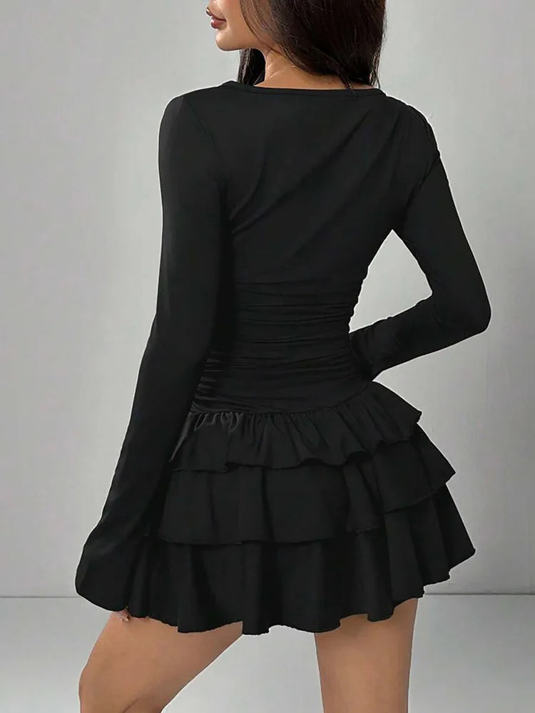 Rosalie Ruffle-Tier Flare-Sleeve Dress