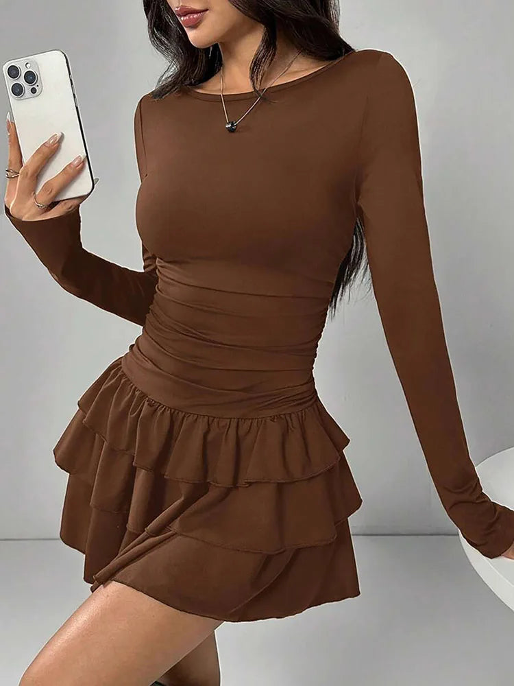 Rosalie Ruffle-Tier Flare-Sleeve Dress