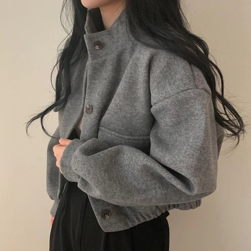 Estelle Stand-Collar Cropped Jacket