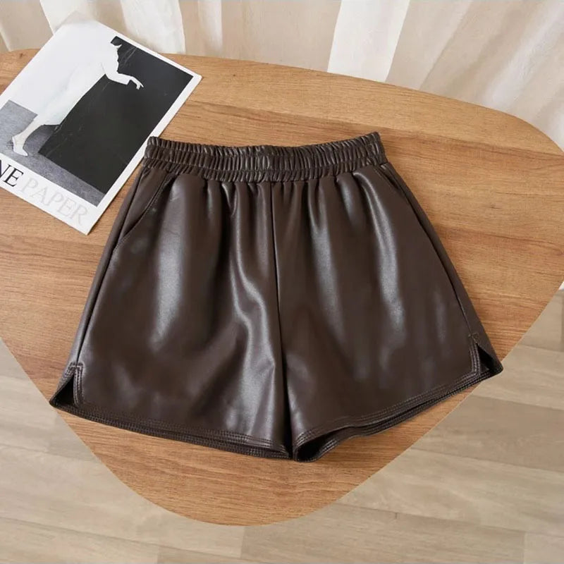 Maëlle Faux Leather High-Waist Shorts