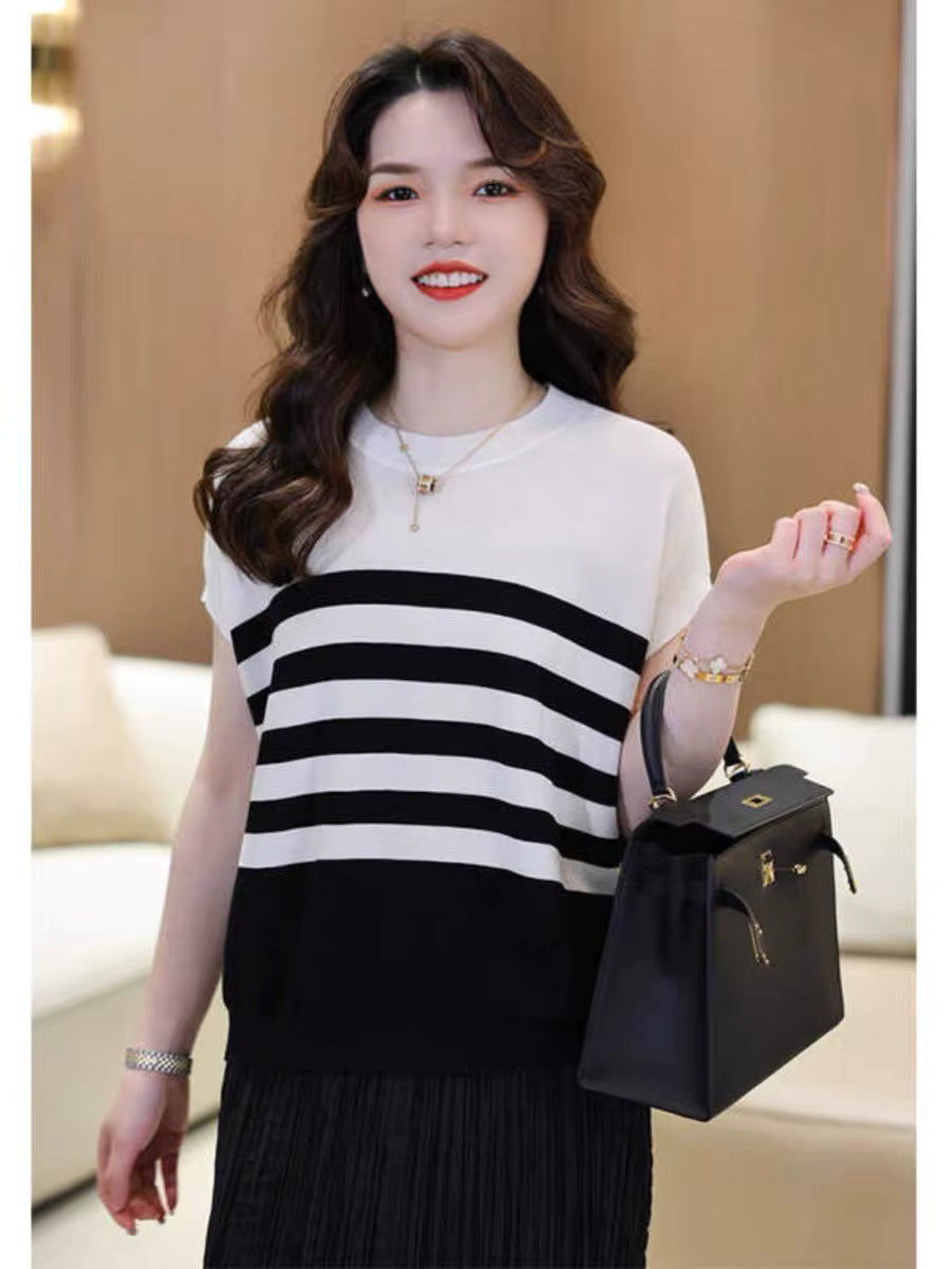 Yvette Striped Knit Tee