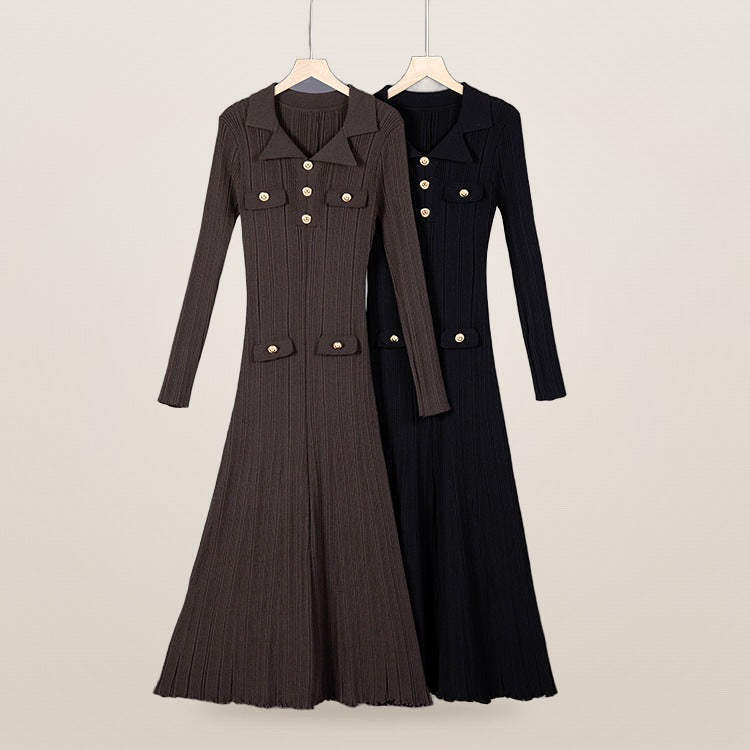 Amandine knit maxi dress in brown and black