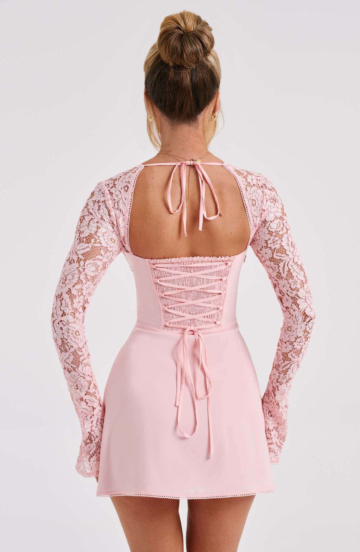 Valentine Lace Open-Back Mini Dress