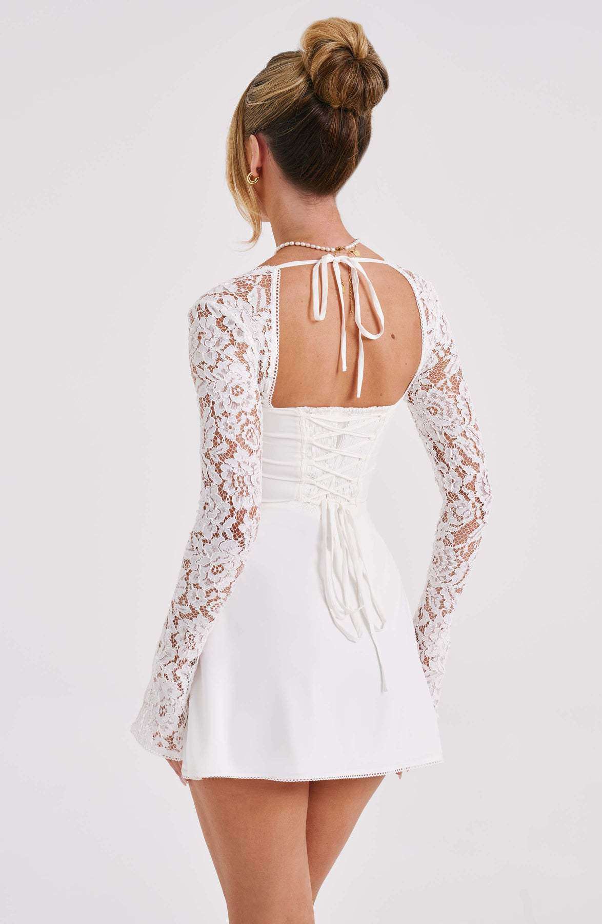 Valentine Lace Open-Back Mini Dress