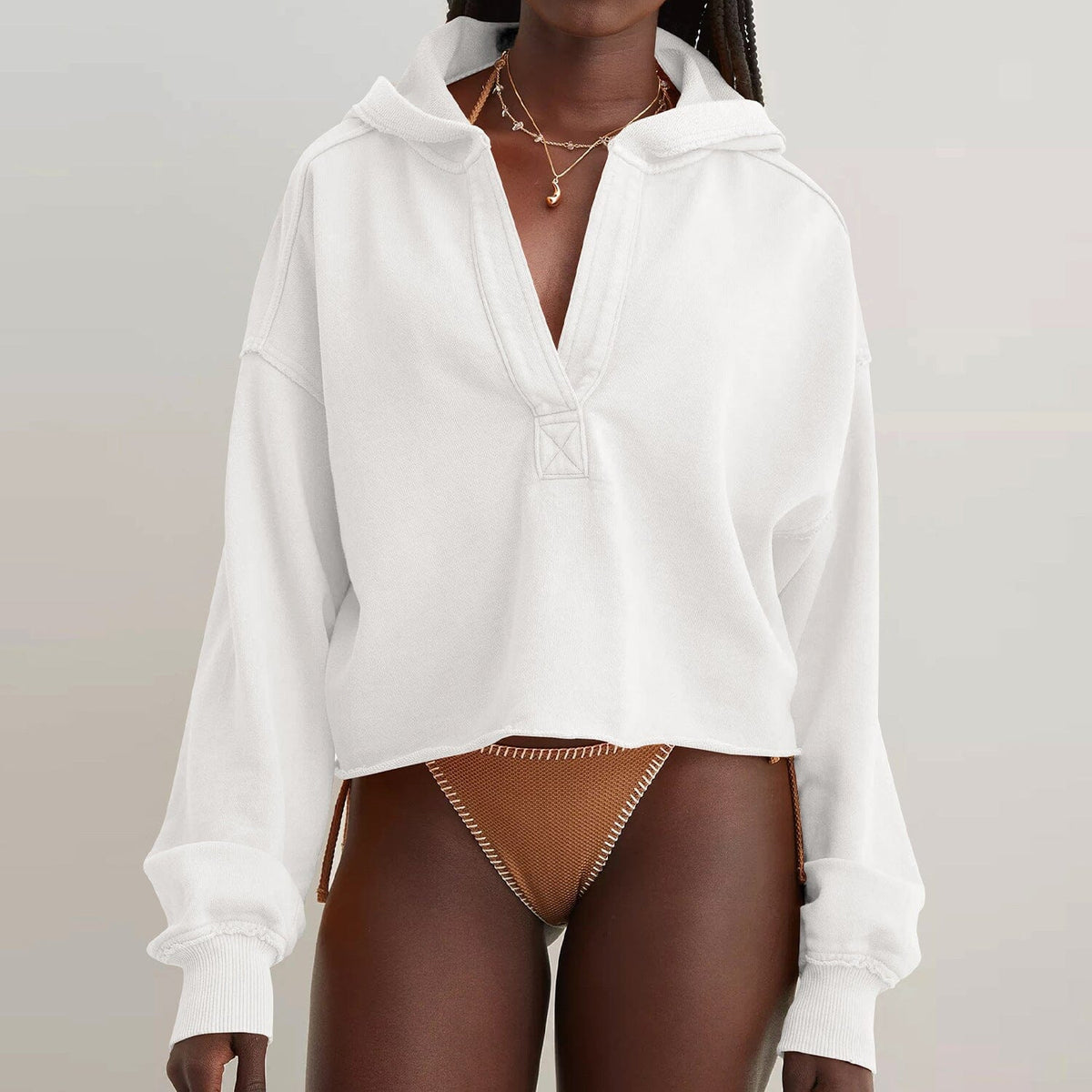 Margot collared sweatshirt in fine cotton fleece with decorative seam stitching