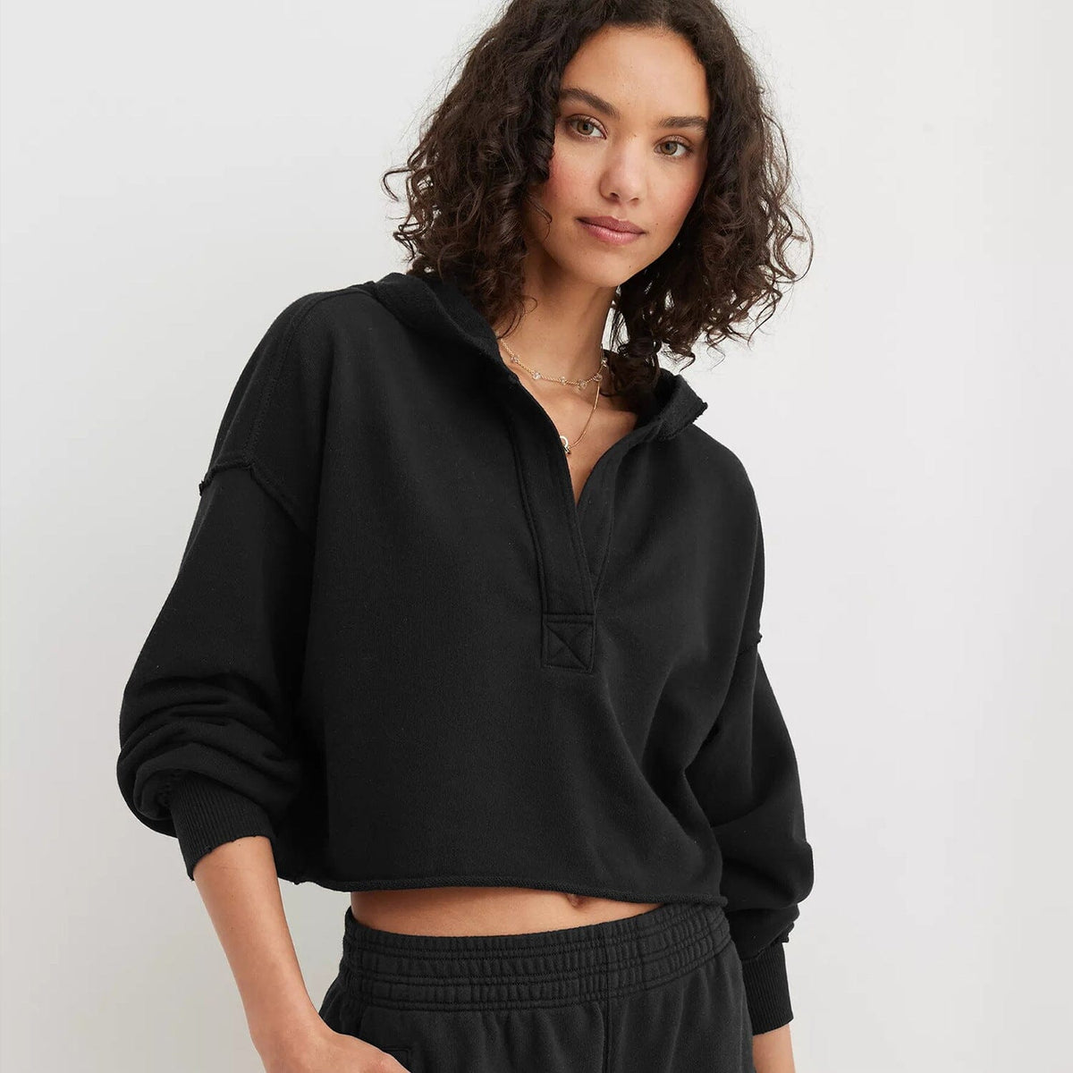 Margot sweatshirt showing lantern sleeves and loose pullover fit
