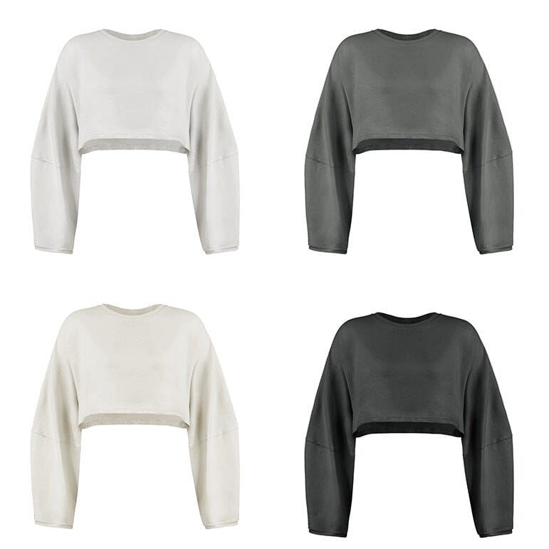 Solène cropped top showing the slim fit and waistband-length hem